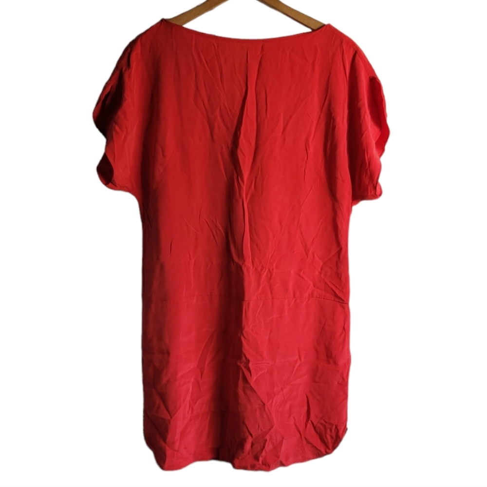 MILLY Silk Flutter Sleeve Dress Red Small